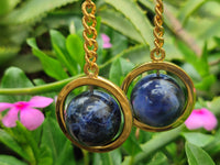 Polished Sodalite Sphere Keyring with Brass Screw Claps - sold per item - From Namibia