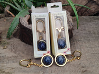 Polished Sodalite Sphere Keyring with Brass Screw Claps - sold per item - From Namibia