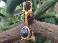 Polished Sodalite Sphere Keyring with Brass Screw Claps - sold per item - From Namibia