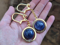 Polished Sodalite Sphere Keyring with Brass Screw Claps - sold per item - From Namibia