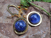 Polished Sodalite Sphere Keyring with Brass Screw Claps - sold per item - From Namibia