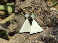 Polished Fancy White Onyx and Aventurine Earrings - Sold per Pair - From China