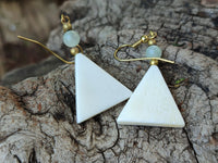 Polished Fancy White Onyx and Aventurine Earrings - Sold per Pair - From China