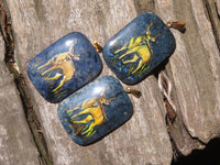 Polished Dumortierite Pendants with Hand Painted Kudu - sold per item - From Mozambique