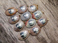 Polished Polychrome Jasper Pendant with Hand Painted Panda - sold per item - From Madagascar