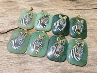 Polished Aventurine Pendant with Hand Painted Zebra - Sold Per Item - From Zimbabwe