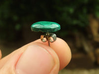 Hand Made Flower Malachite Oval Stud Earrings - Sold Per Pair - From Congo