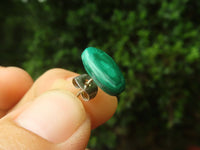 Hand Made Flower Malachite Oval Stud Earrings - Sold Per Pair - From Congo