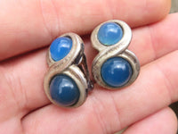 Polished Blue Onyx Clip On Fashion Earrings - Sold per Pair - From Swaziland