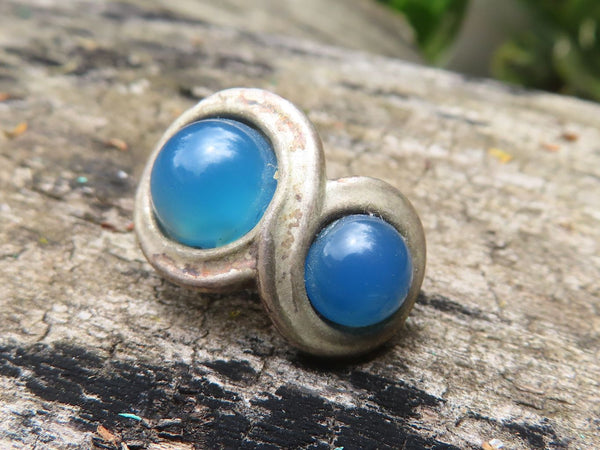 Polished Blue Onyx Clip On Fashion Earrings - Sold per Pair - From Swaziland