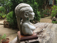 Hand Made Traditional African Woman Bust Sculpture x 1 From Zimbabwe