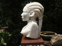 Hand Made Traditional African Woman Bust Sculpture x 1 From Zimbabwe