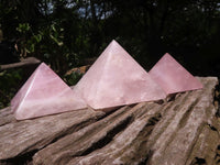 Polished Rose Quartz Pyramids x 3 From Madagascar