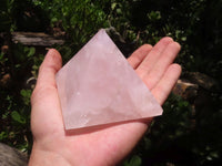 Polished Rose Quartz Pyramids x 3 From Madagascar