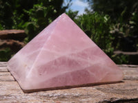 Polished Rose Quartz Pyramids x 3 From Madagascar