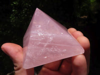 Polished Rose Quartz Pyramids x 3 From Madagascar