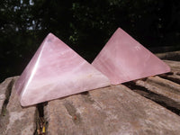 Polished Rose Quartz Pyramids x 3 From Madagascar