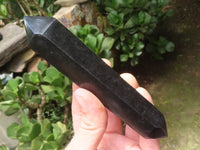 Polished Black Basalt Double Terminated Points x 4 From Madagascar