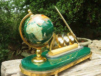 Polished Gemstone World Globe Desk Set x 1 From China