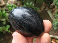 Polished Black Tourmaline Palm Stones x 17 From Madagascar