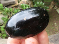 Polished Black Tourmaline Palm Stones x 17 From Madagascar