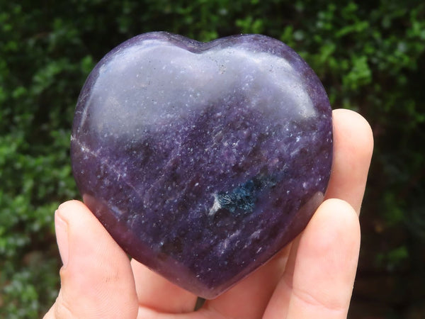 Polished Lepidolite Gemstone Hearts x 12 From Madagascar