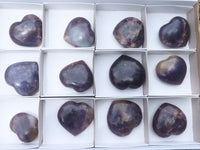 Polished Lepidolite Gemstone Hearts x 12 From Madagascar