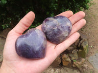 Polished Lepidolite Gemstone Hearts x 12 From Madagascar