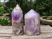 Polished Chevron Amethyst Points x 2 From Madagascar