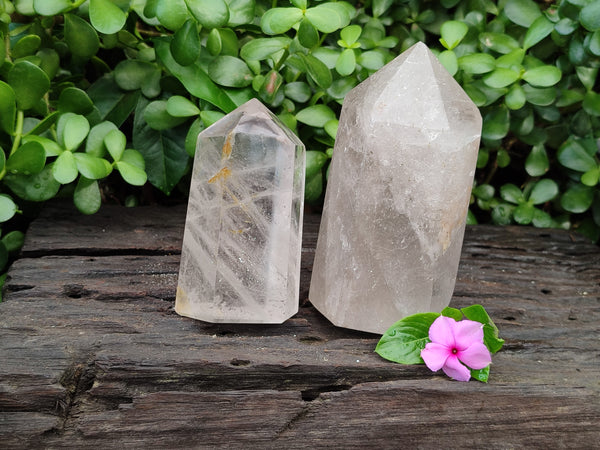 Polished Smokey Quartz Crystals x 2 From Madagascar