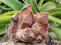 Natural Red Hematoid Quartz Clusters x 2 From Karoi, Zimbabwe