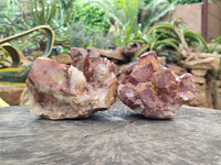 Natural Red Hematoid Quartz Clusters x 2 From Karoi, Zimbabwe