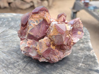 Natural Red Hematoid Quartz Clusters x 2 From Karoi, Zimbabwe