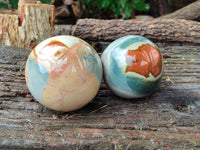 Polished Polychrome Jasper Spheres x 2 From Mahajanga, Madagascar