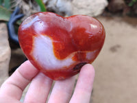 Polished Carnelian Gemstone Hearts x 6 From Madagascar