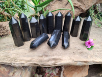 Polished Black Basalt Points x 12 From Antsirabe, Madagascar