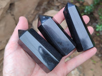 Polished Black Basalt Points x 12 From Antsirabe, Madagascar