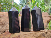 Polished Black Basalt Points x 12 From Antsirabe, Madagascar