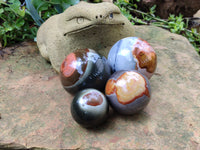 Polished Polychrome Jasper Spheres x 4 From Mahajanga, Madagascar