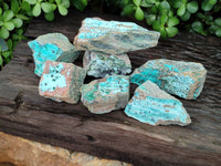 Natural Drusy Coated Chrysocolla Specimens x 7 From Likasi, Congo