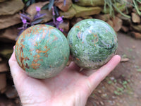 Polished Chrysoprase Spheres x 3 From Madagascar