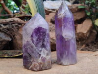 Polished Chevron Amethyst Points x 2 From Madagascar