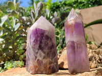 Polished Chevron Amethyst Points x 2 From Madagascar