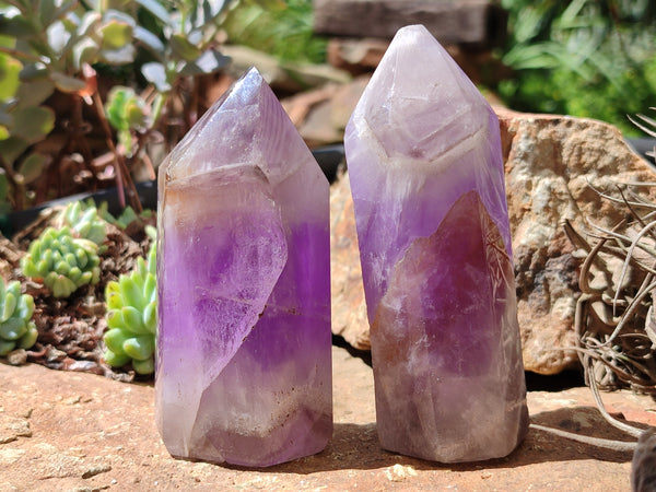 Polished Chevron Amethyst Points x 6 From Madagascar