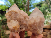 Natural Smokey Phantom Quartz Clusters x 6 From Luena, Congo