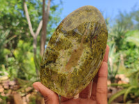 Polished Green Opal Standing Free Forms x 2 From Antsirabe, Madagascar