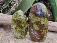 Polished Green Opal Standing Free Forms x 2 From Antsirabe, Madagascar