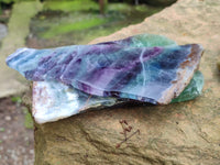 Polished Watermelon Fluorite Slices x 2 From Uis, Namibia