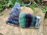 Polished Watermelon Fluorite Slices x 2 From Uis, Namibia