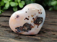 Polished Dendritic Agate Gemstone Hearts x 6 From Madagascar